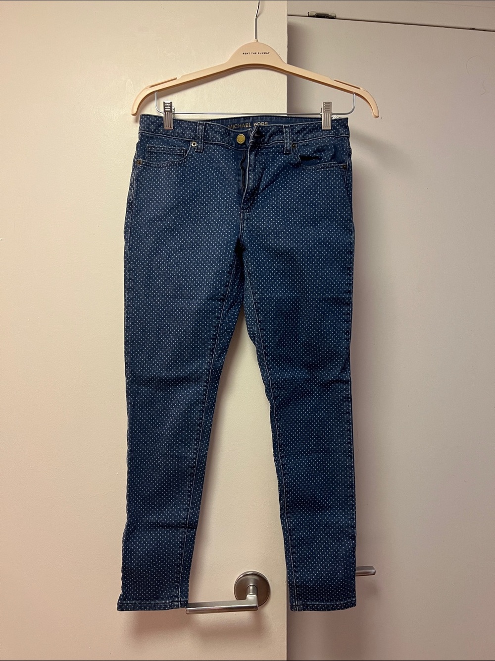 Michael Kors Navy Polka Dot Skinny Jeans
